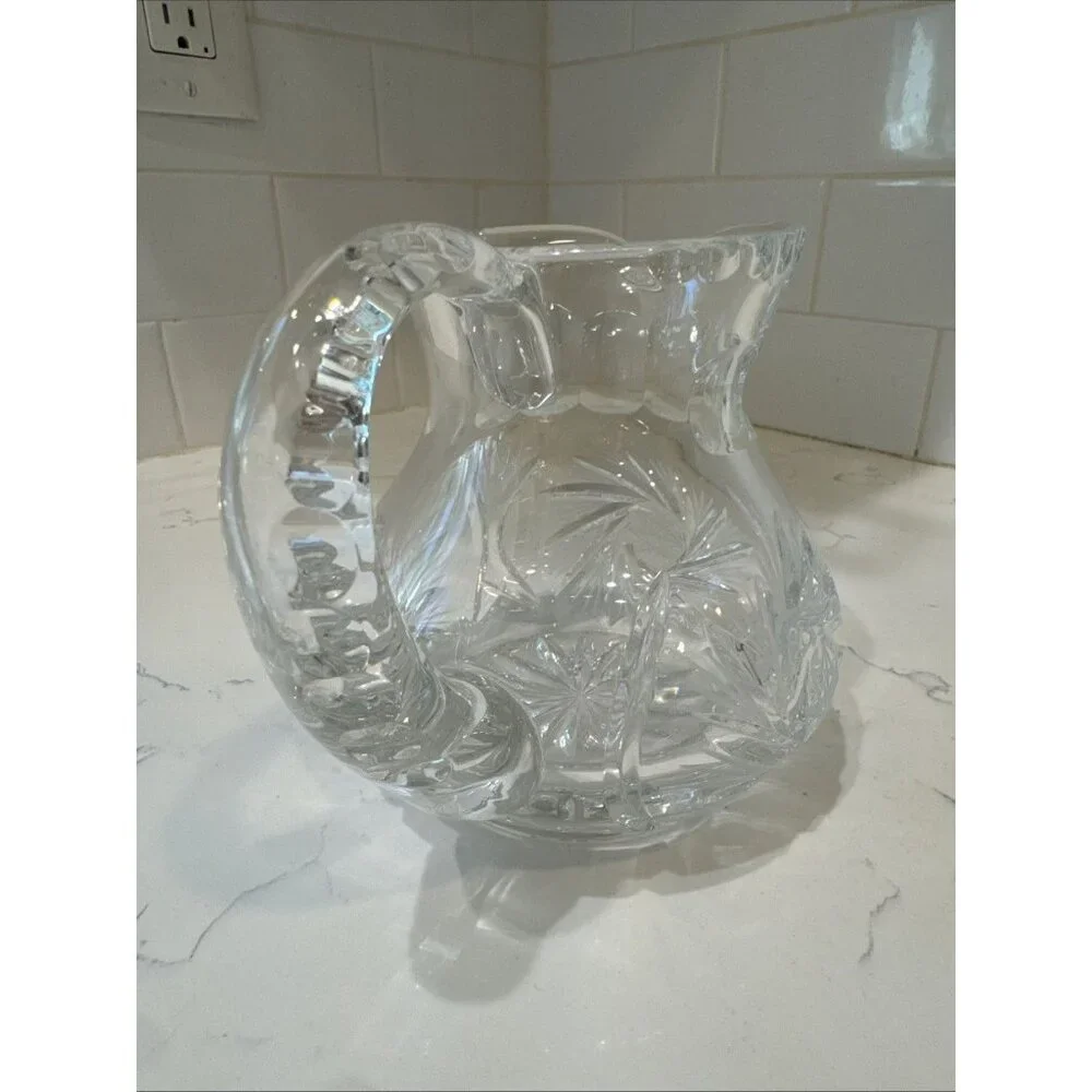 Vintage Beautiful Polish Cut Crystal Pinwheel Pattern 5" Pitcher - Picture 3 of 16